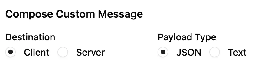 Destination and Payload Type radio buttons